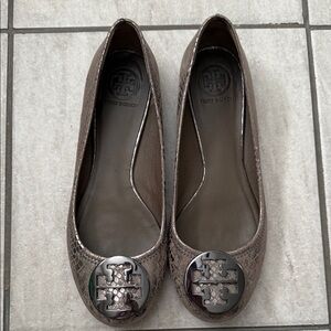 Tory Burch Taupe Snakeskin Loafers